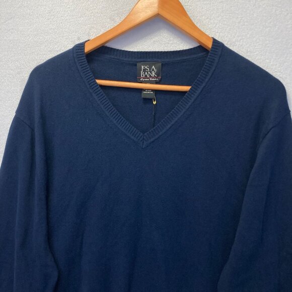 NWT Jos. A. Bank Signature Pima Cotton Sweater Mens 2XL Navy Blue V-Neck XXL - Picture 7 of 11